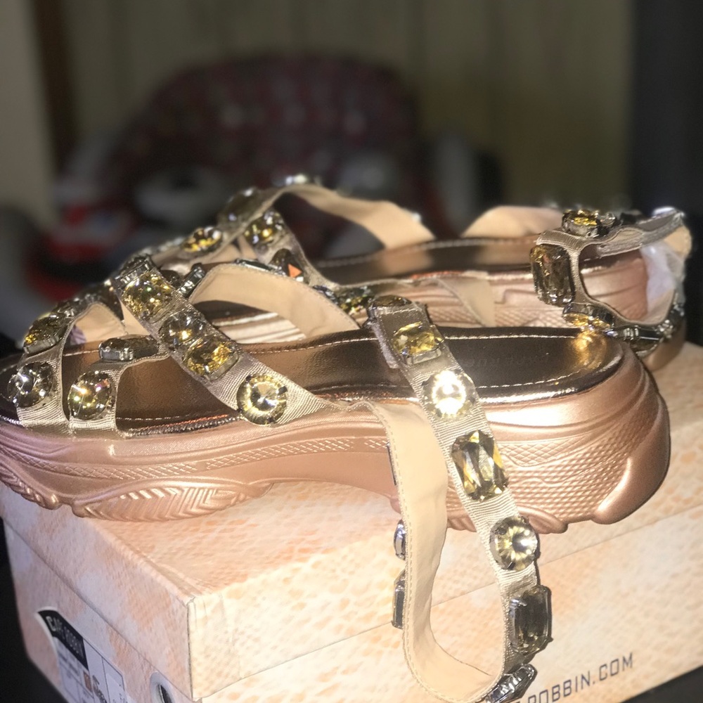 Jeweled platform sandals never worn